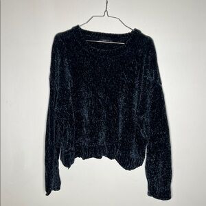 Zara Blue Chenille Crewneck Sweater